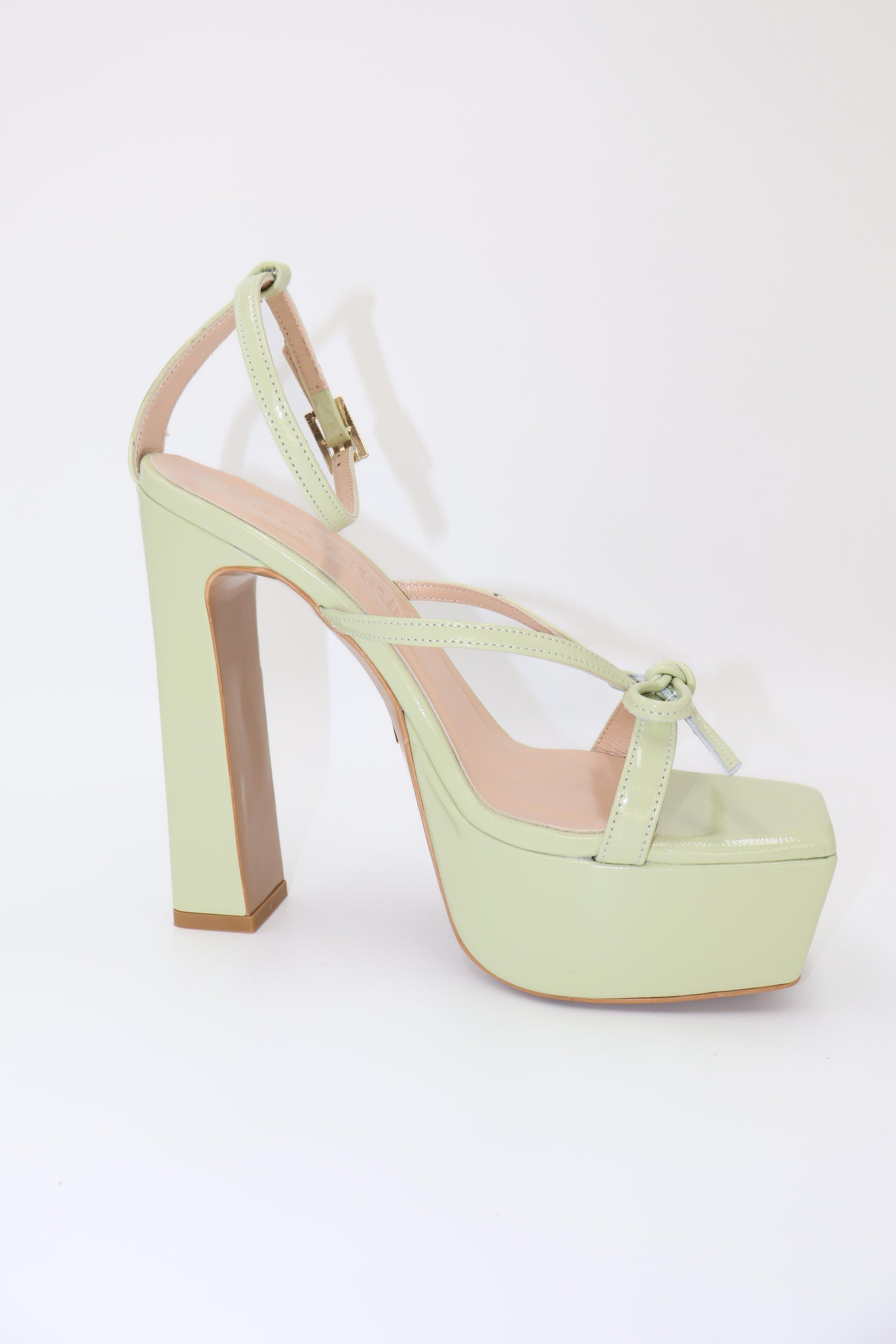 Qafarrin CELÉSTE – Pastel Green Genuine Calf Leather Platform Heel Sandals