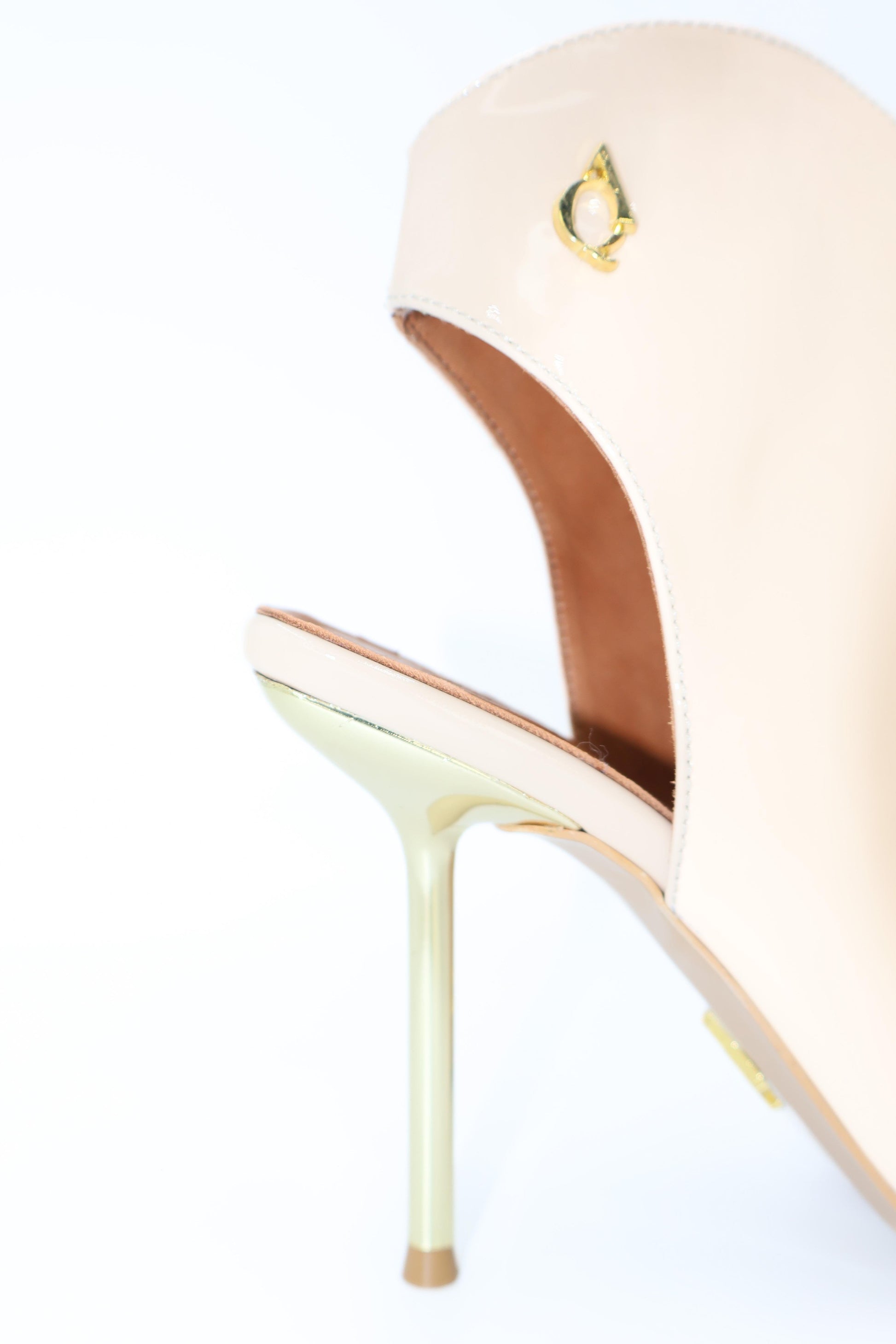 Qafarrin CREMA LUXE – Genuine Calf Leather Patent Leather Peep Toe Bootie