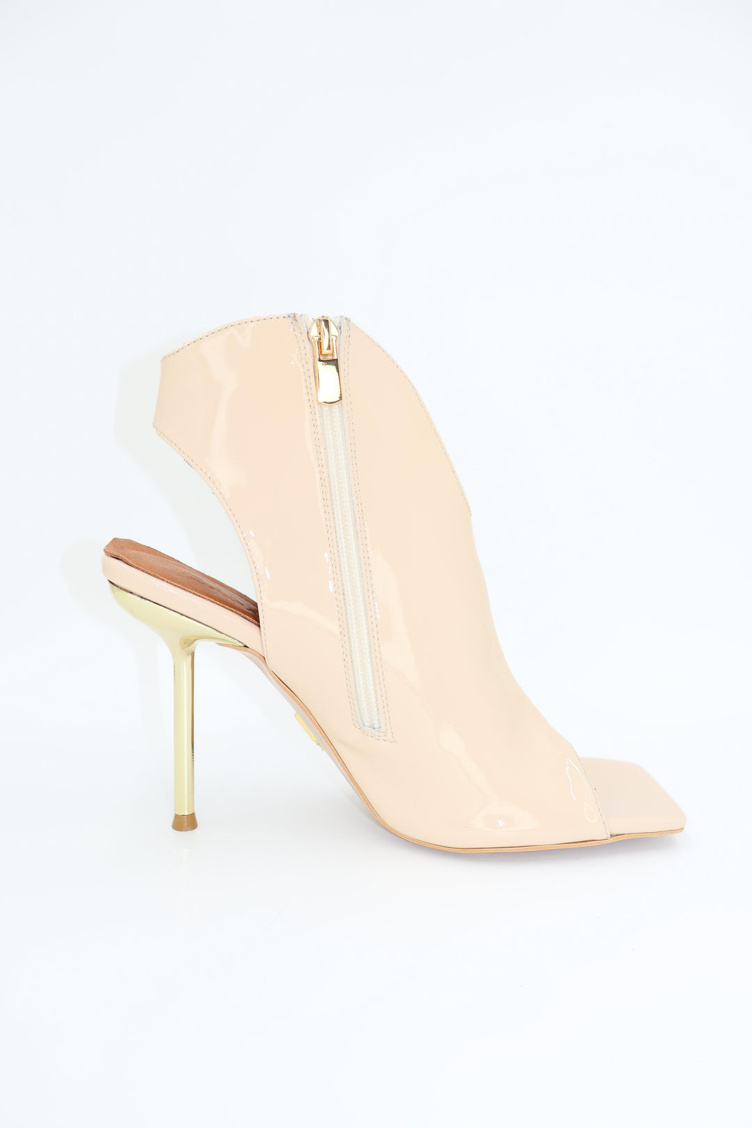 Qafarrin CREMA LUXE – Genuine Calf Leather Patent Leather Peep Toe Bootie