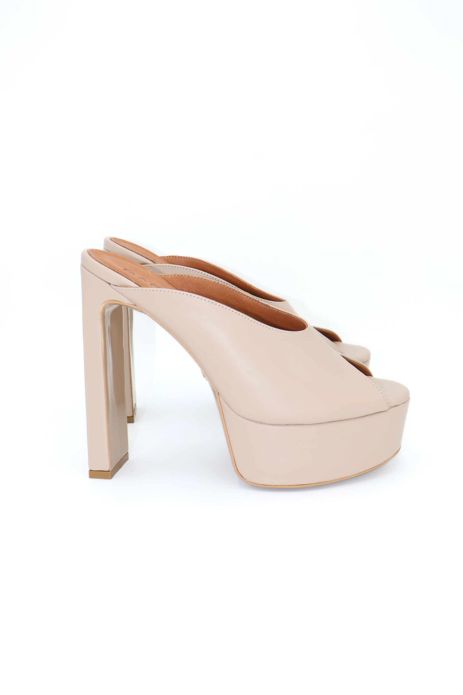 Qafarrin ÉLAN – Mink Color Genuine Calf Leather Platform Mule