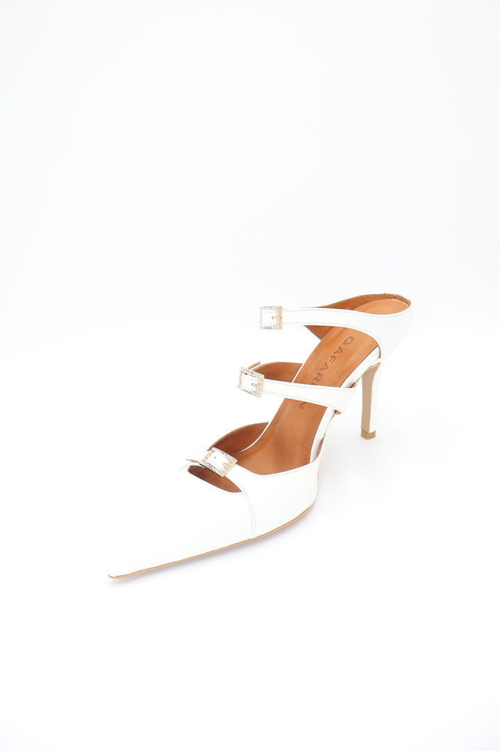 Qafarrin LUMINA IVORY – Hakiki Rugan Dana Deri Mule