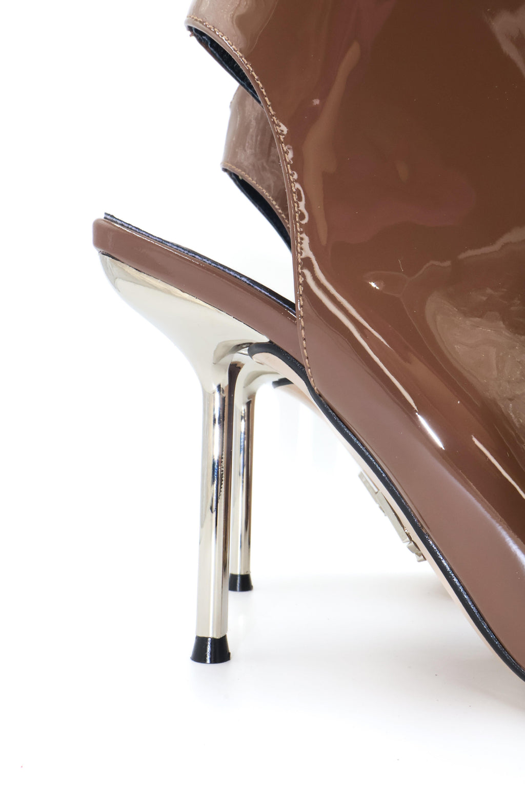 Qafarrin MOCHA LUXE – Genuine Calf Leather Patent Leather Peep Toe Bootie