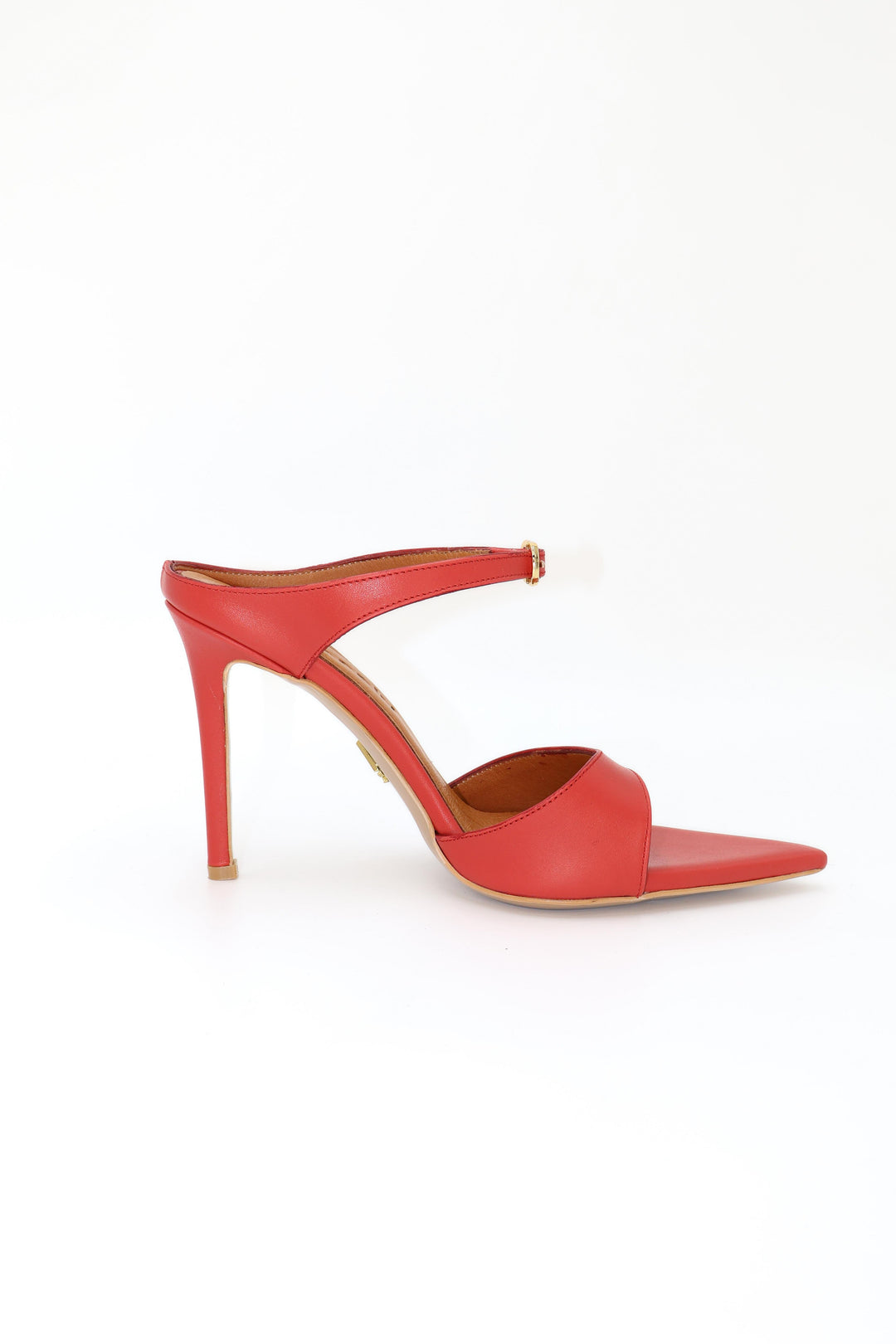 Qafarrin NOIRELLE Rouge – Altın Tokalı Hakiki Deri Slingback Mule (Kırmızı)