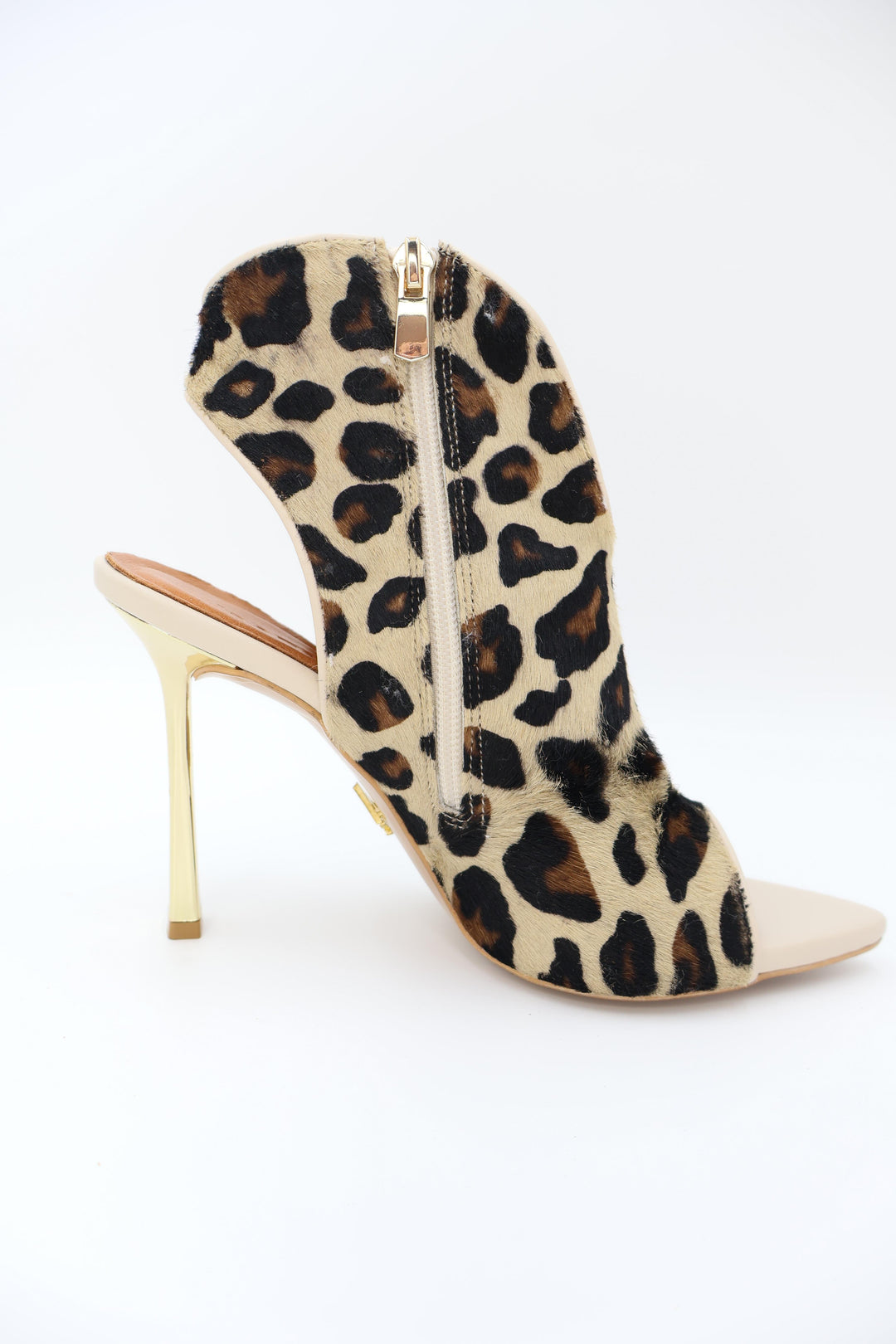 Qafarrin SAHARA NOIR – Hakiki Dana Deri & Tay Tüyü Peep Toe Bootie