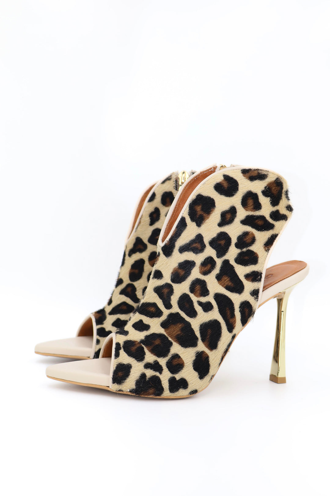 Qafarrin SAHARA NOIR – Hakiki Dana Deri & Tay Tüyü Peep Toe Bootie