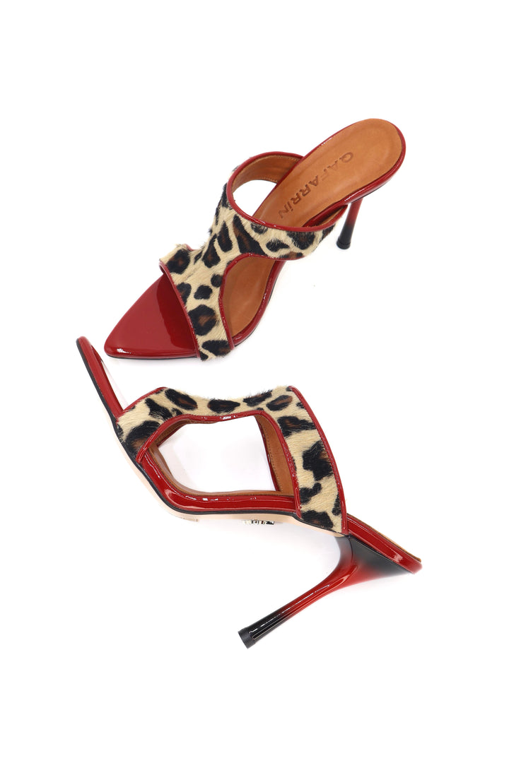 Qafarrin SCARLET SAVAGE – Hakiki Tay Deri Mule Stiletto