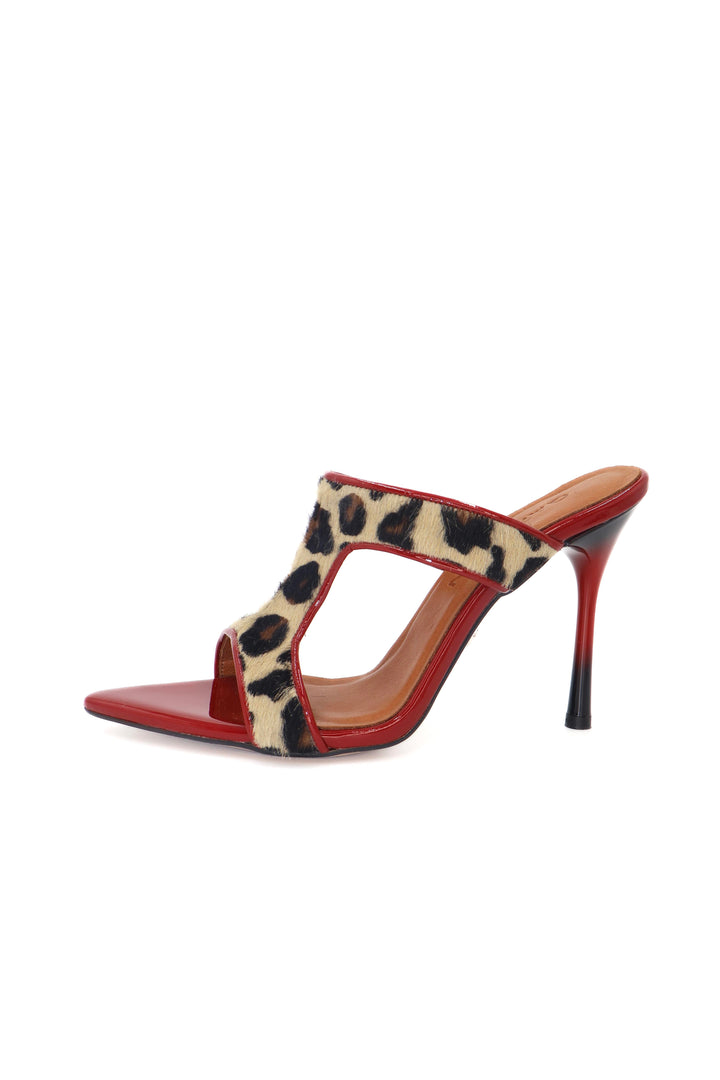 Qafarrin SCARLET SAVAGE – Hakiki Tay Deri Mule Stiletto
