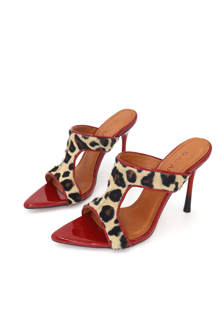 Qafarrin SCARLET SAVAGE – Hakiki Tay Deri Mule Stiletto