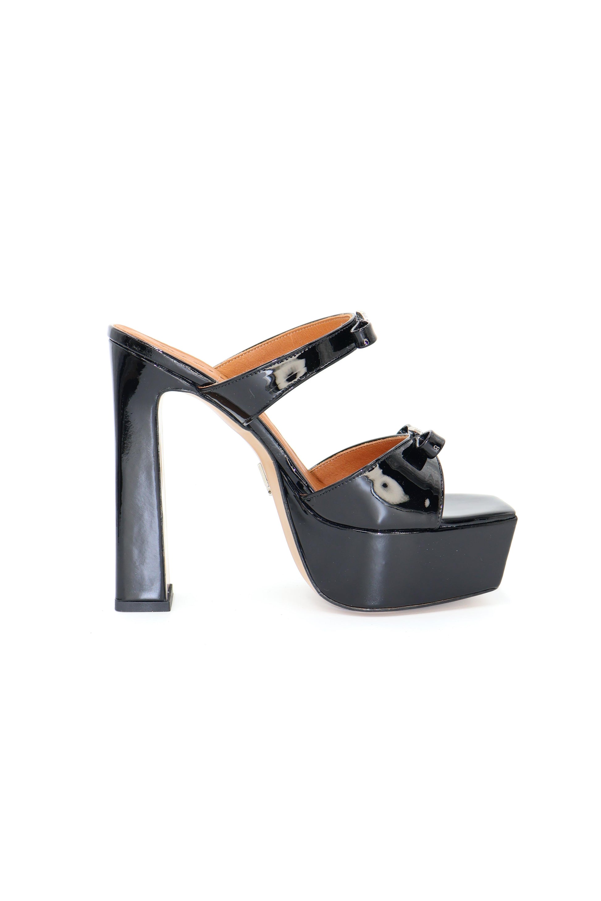 Qafarrin SERENA – Black Patent Leather Genuine Calfskin Platform Mule
