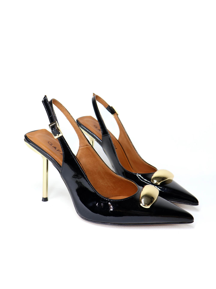 Qafarrin VELVET NOIR – Altın Tokalı Hakiki Dana Deri Stiletto