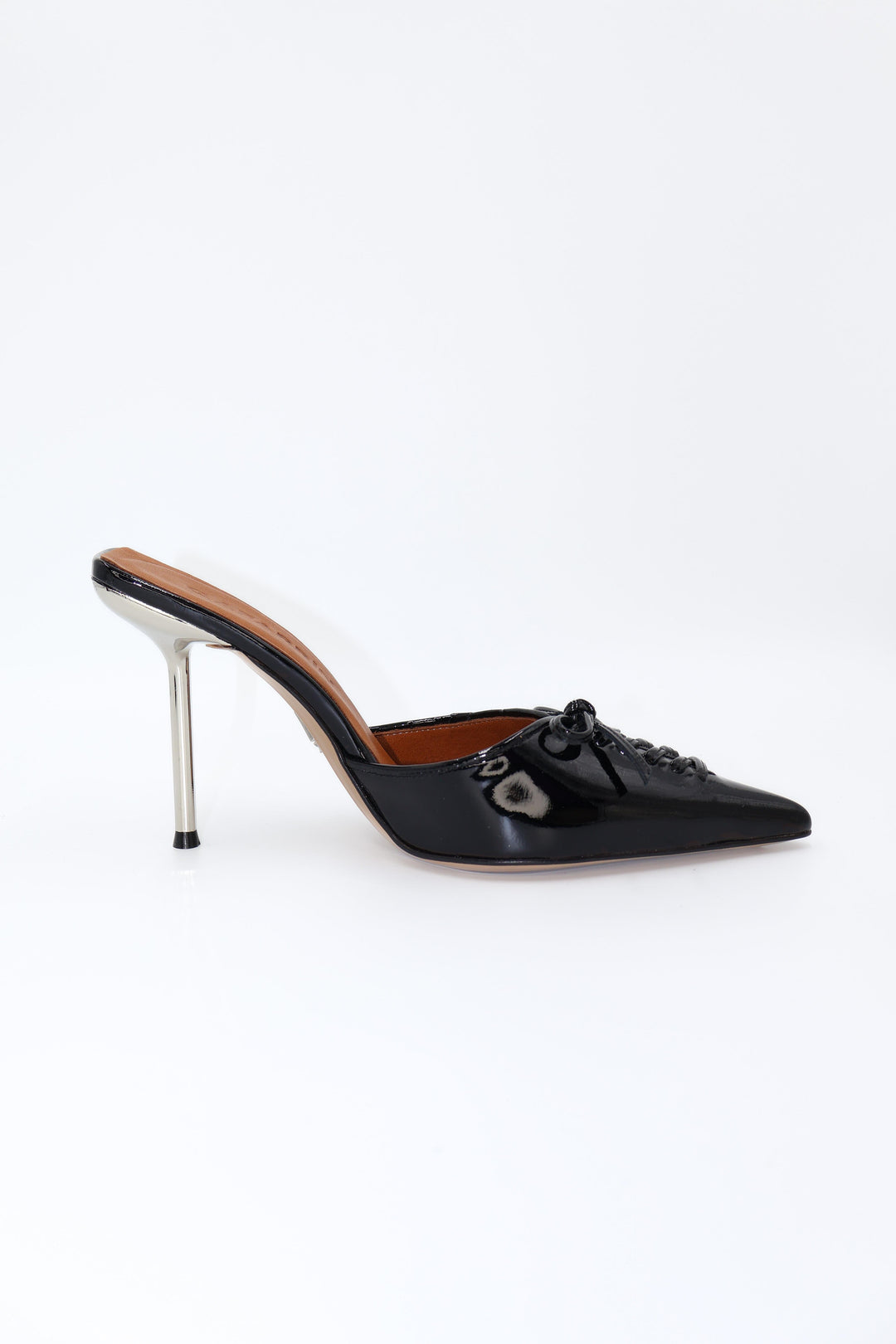 Qafarrin VIOLA BLACK – Hakiki Dana Deri Rugan Mule Stiletto