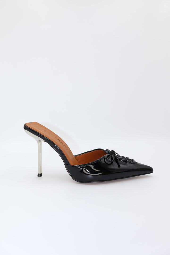 Qafarrin VIOLA BLACK – Hakiki Dana Deri Rugan Mule Stiletto