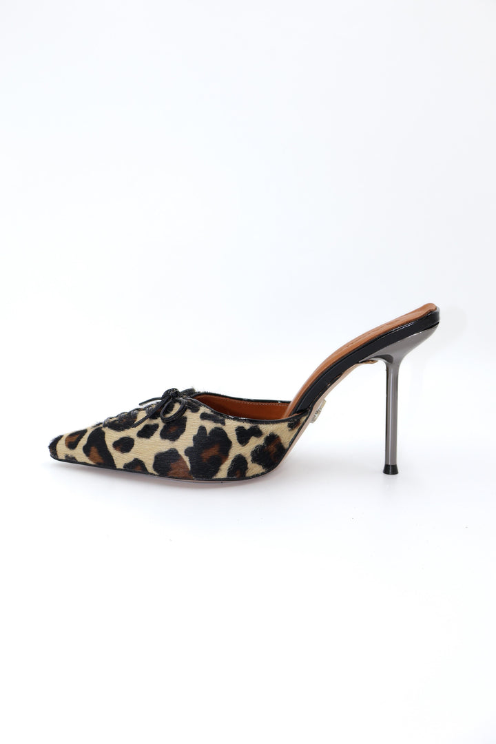Qafarrin VIOLA LEOPARD – Hakiki Tay Deri Mule Stiletto