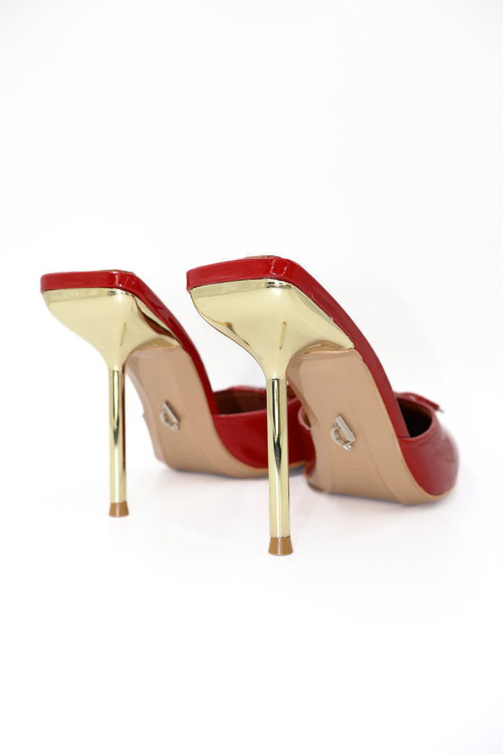 Qafarrin VIOLA RED – Hakiki Dana Deri Rugan Mule Stiletto