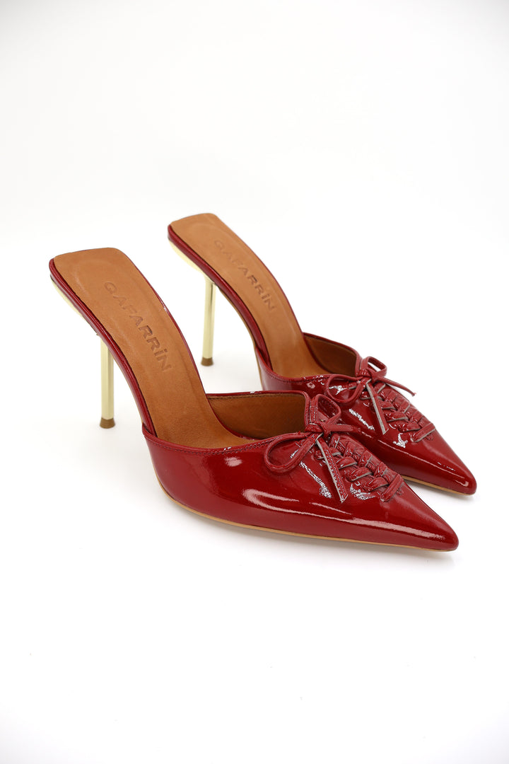 Qafarrin VIOLA RED – Hakiki Dana Deri Rugan Mule Stiletto