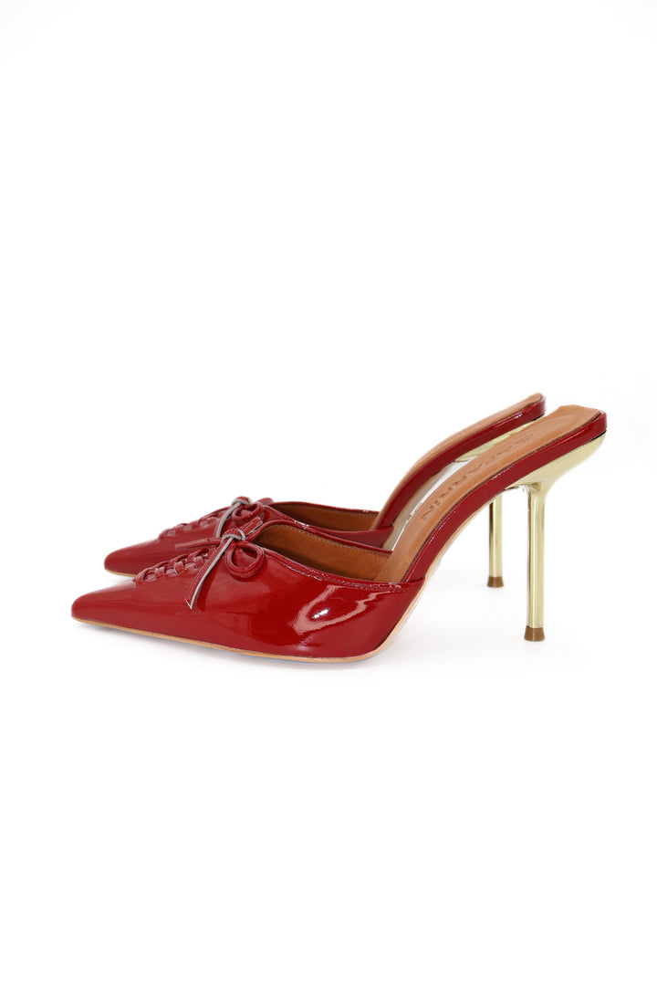 Qafarrin VIOLA RED – Hakiki Dana Deri Rugan Mule Stiletto