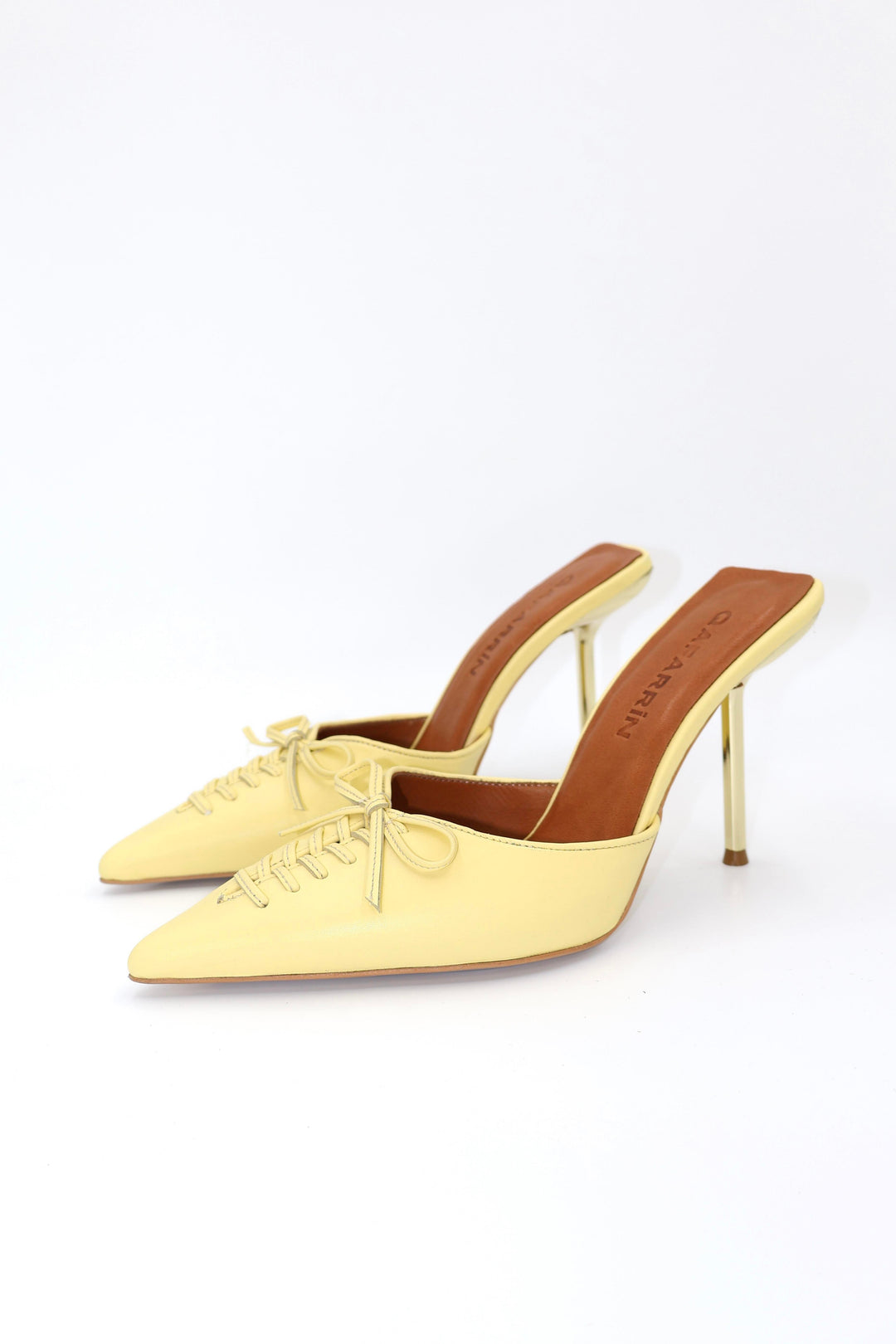 Qafarrin VIOLA YELLOW – Genuine Calf Leather Mule Stiletto – qafarrin