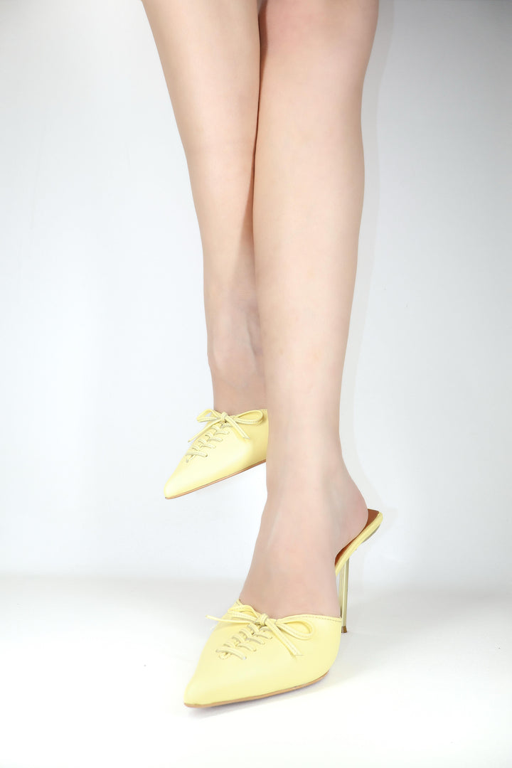 Qafarrin VIOLA YELLOW – Hakiki Dana Deri Mule Stiletto