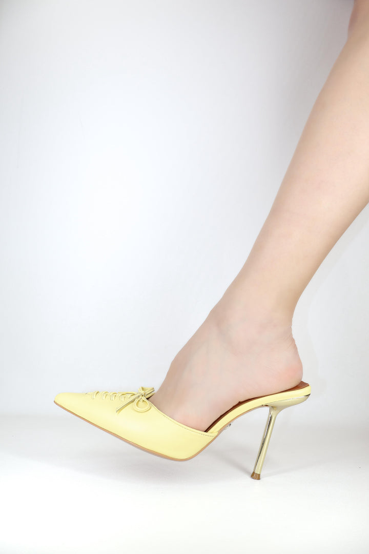 Qafarrin VIOLA YELLOW – Hakiki Dana Deri Mule Stiletto