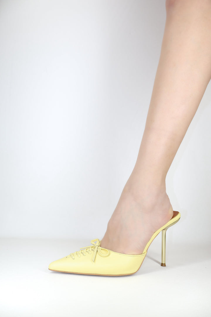 Qafarrin VIOLA YELLOW – Hakiki Dana Deri Mule Stiletto