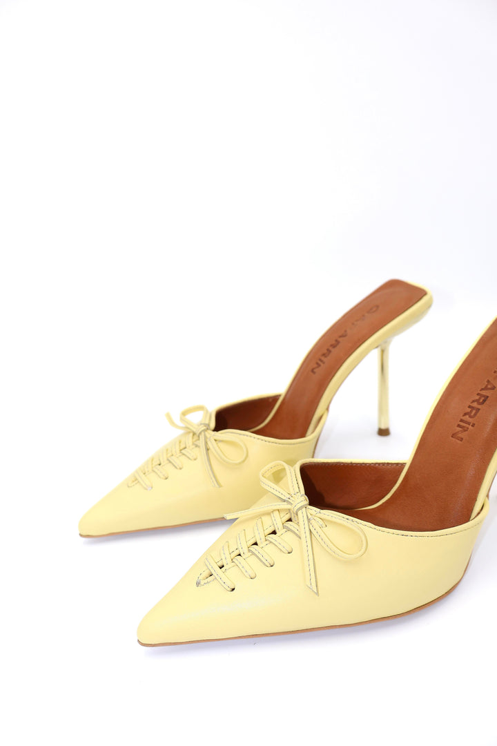 Qafarrin VIOLA YELLOW – Hakiki Dana Deri Mule Stiletto