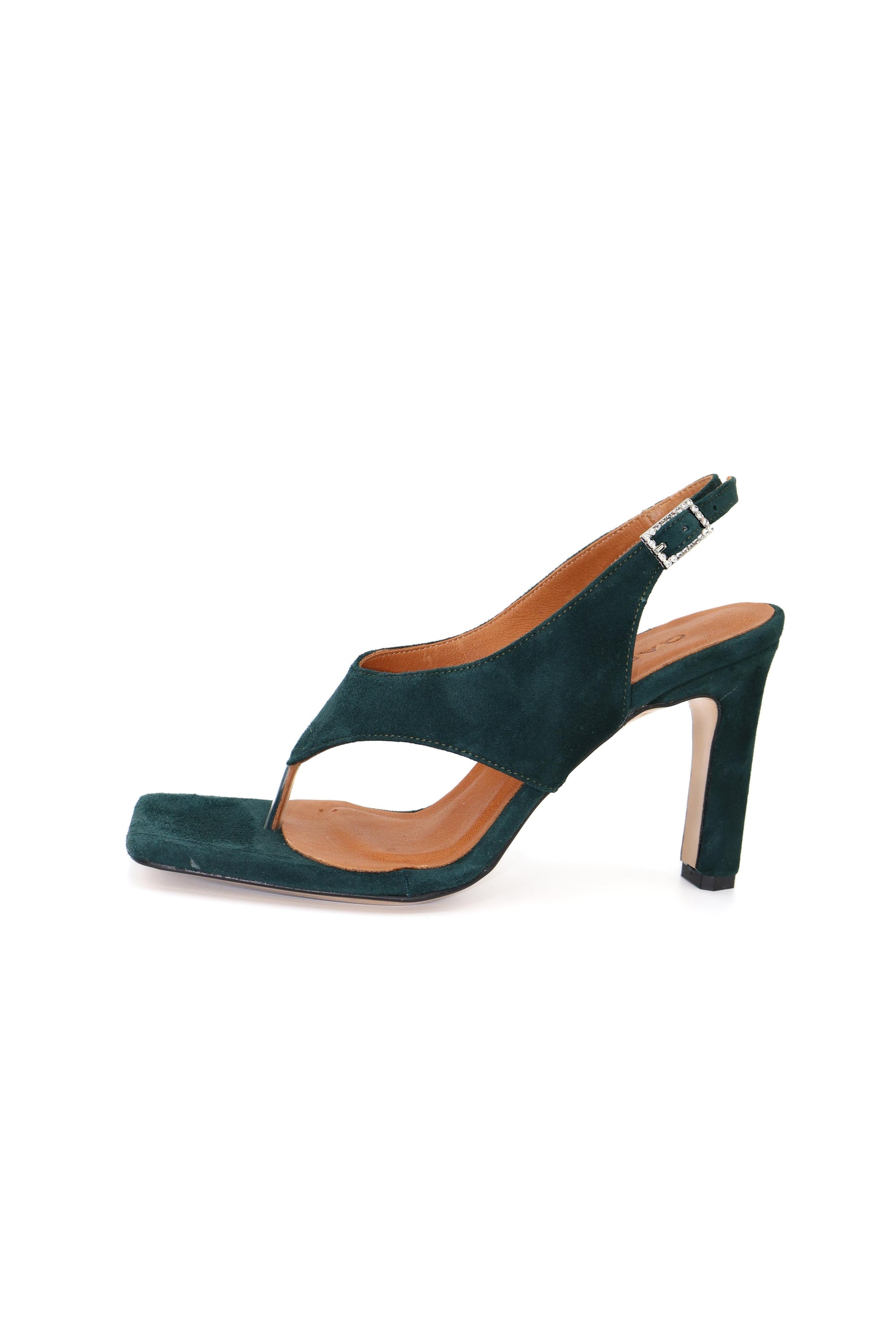 Qafarrin VIRELLE – Emerald Green Genuine Calfskin Leather Heeled Sandals