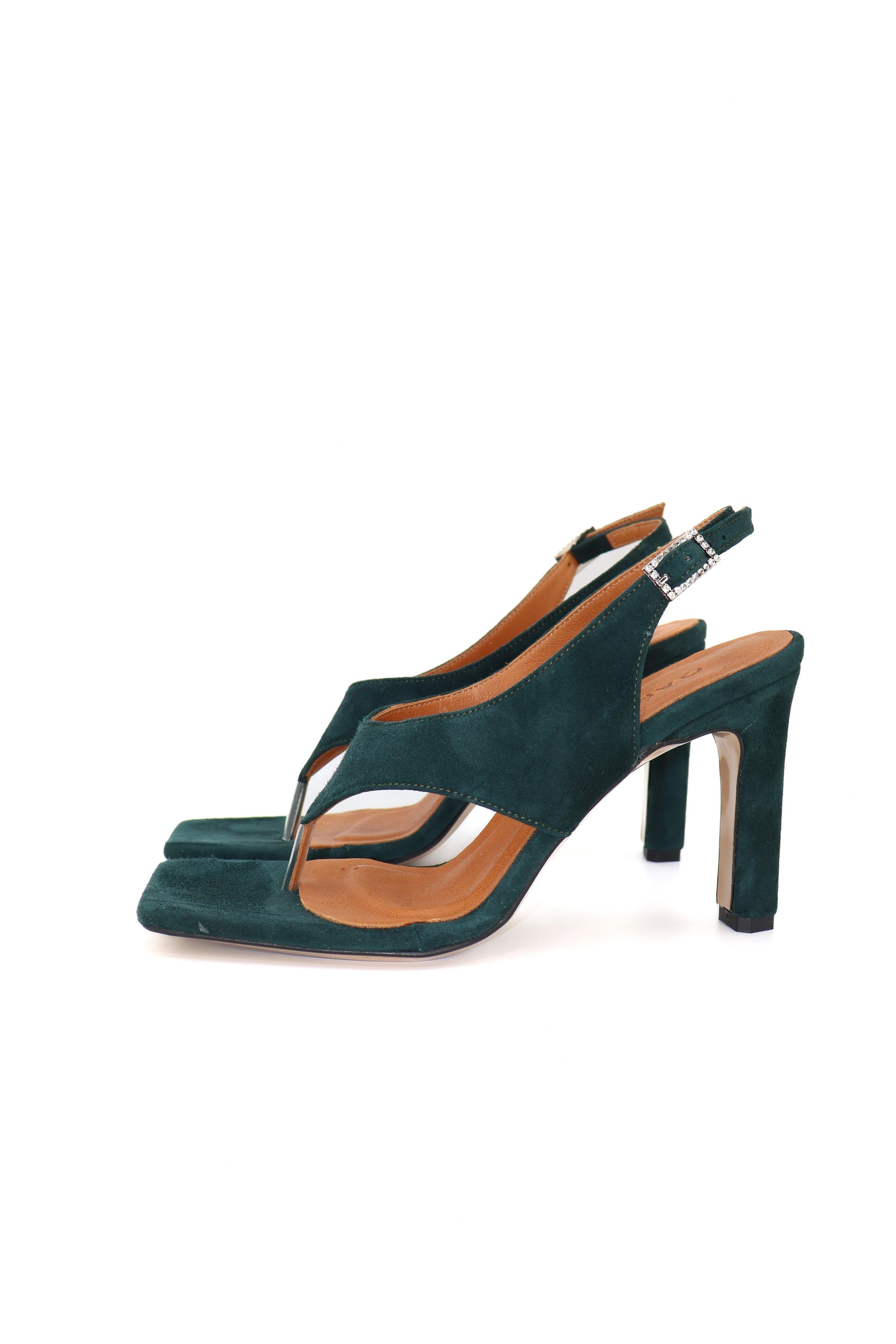 Qafarrin VIRELLE – Emerald Green Genuine Calfskin Leather Heeled Sandals