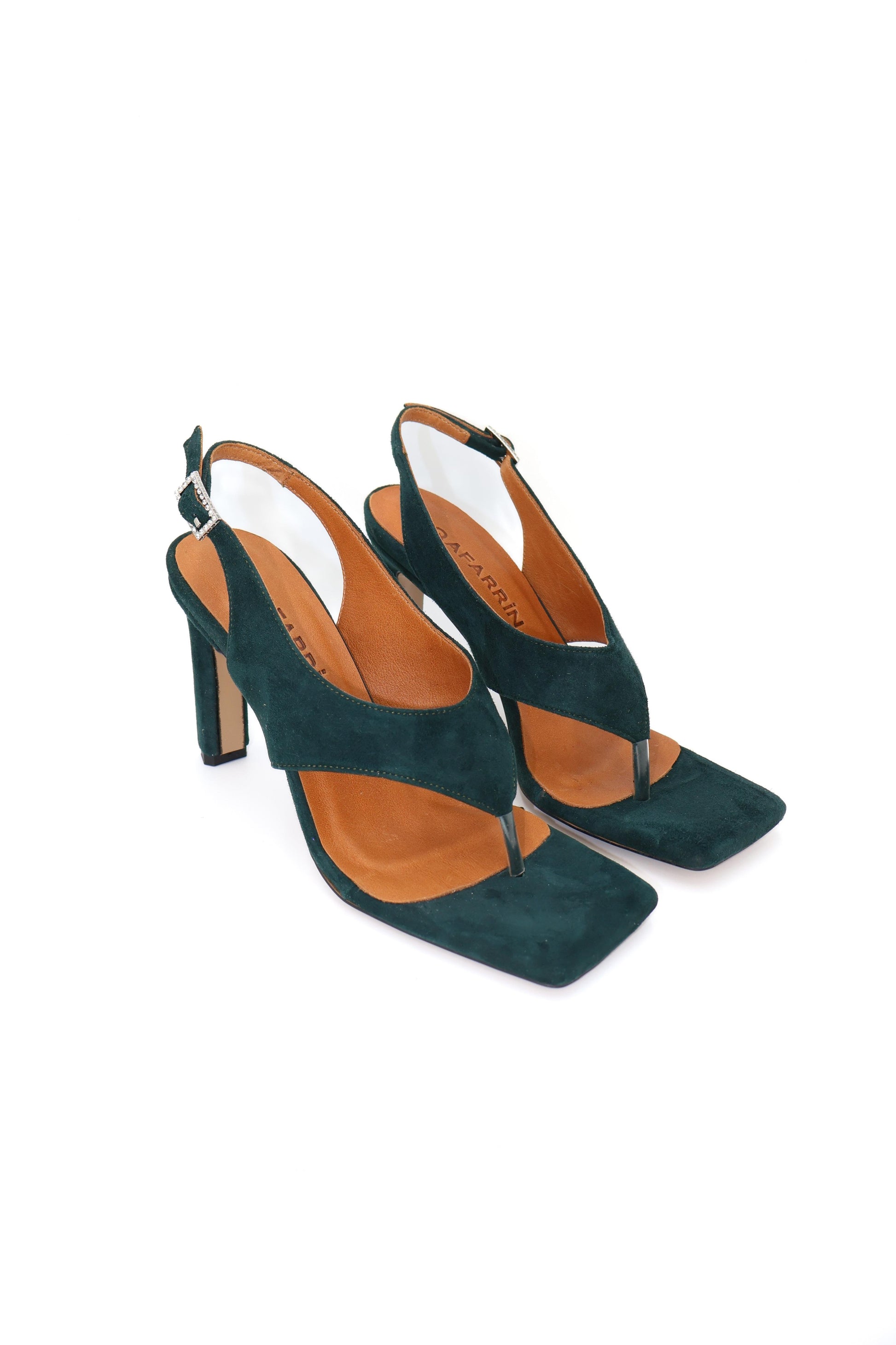 Qafarrin VIRELLE – Emerald Green Genuine Calfskin Leather Heeled Sandals