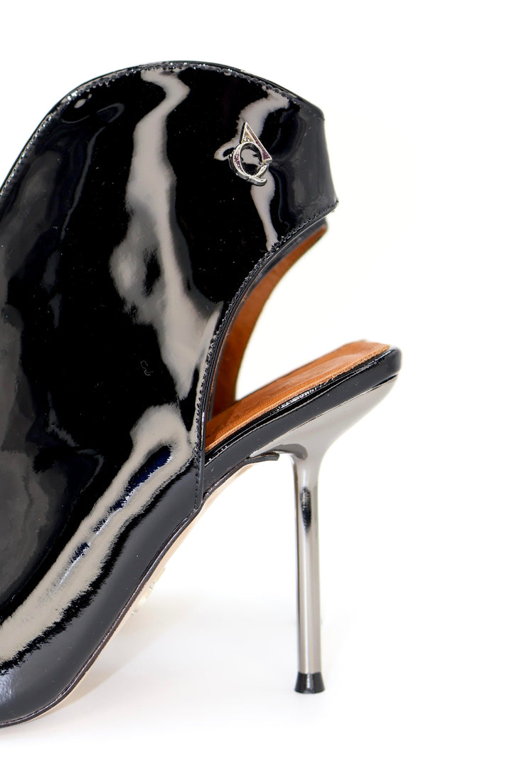 Qafarrin WILD LUXE Black – Hakiki Dana Deri Peep Toe Bootie