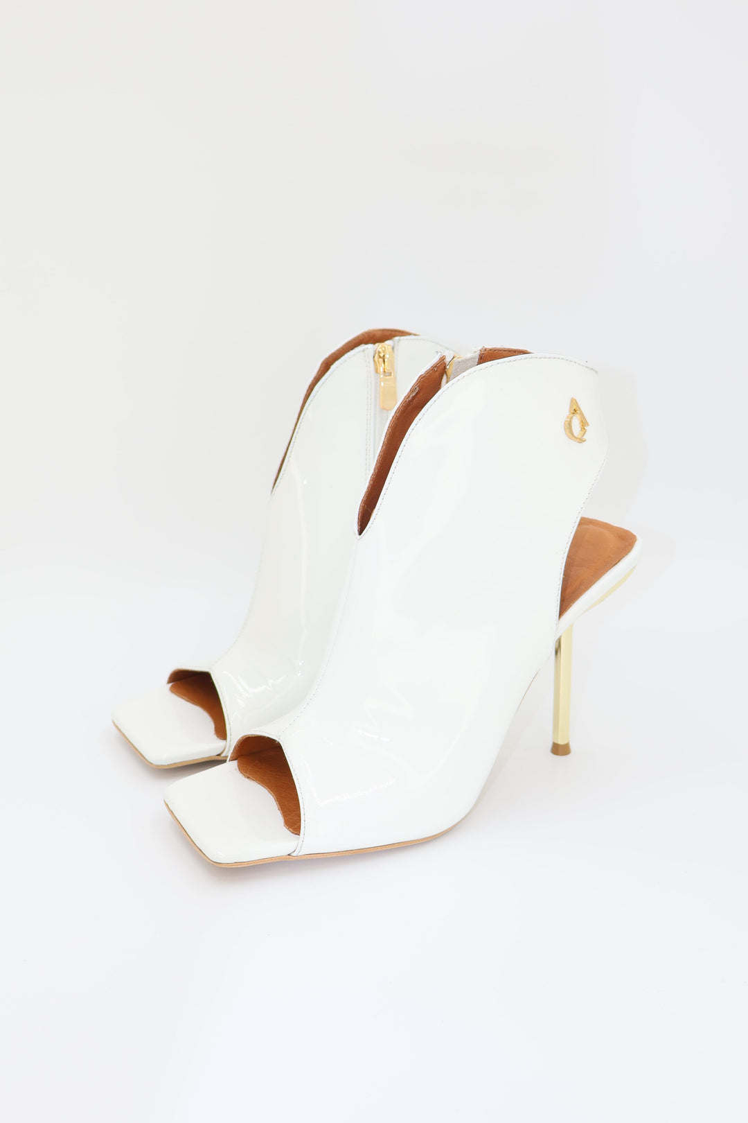 Qafarrin WILD LUXE White – Hakiki Dana Deri Peep Toe Bootie