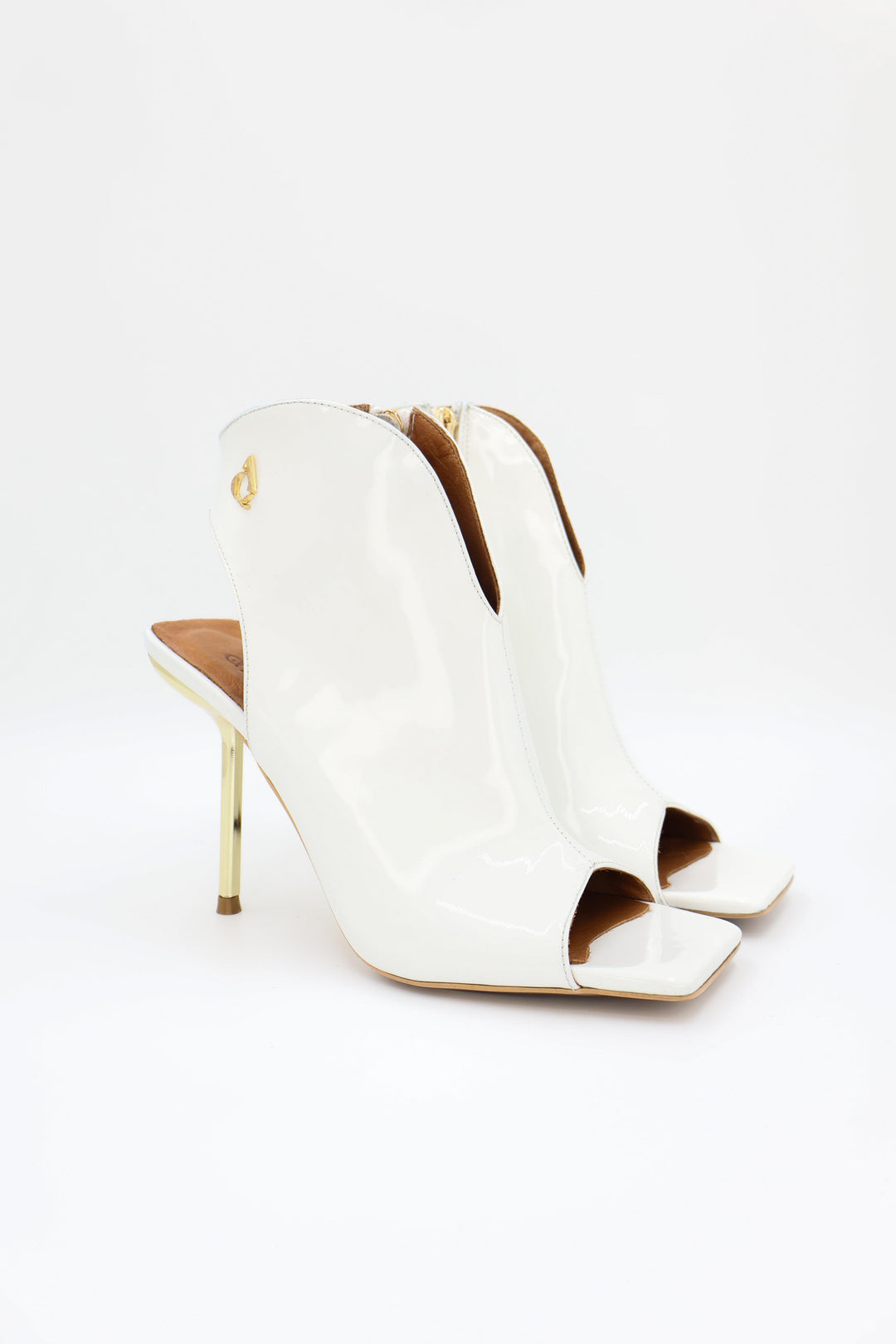 Qafarrin WILD LUXE White – Hakiki Dana Deri Peep Toe Bootie