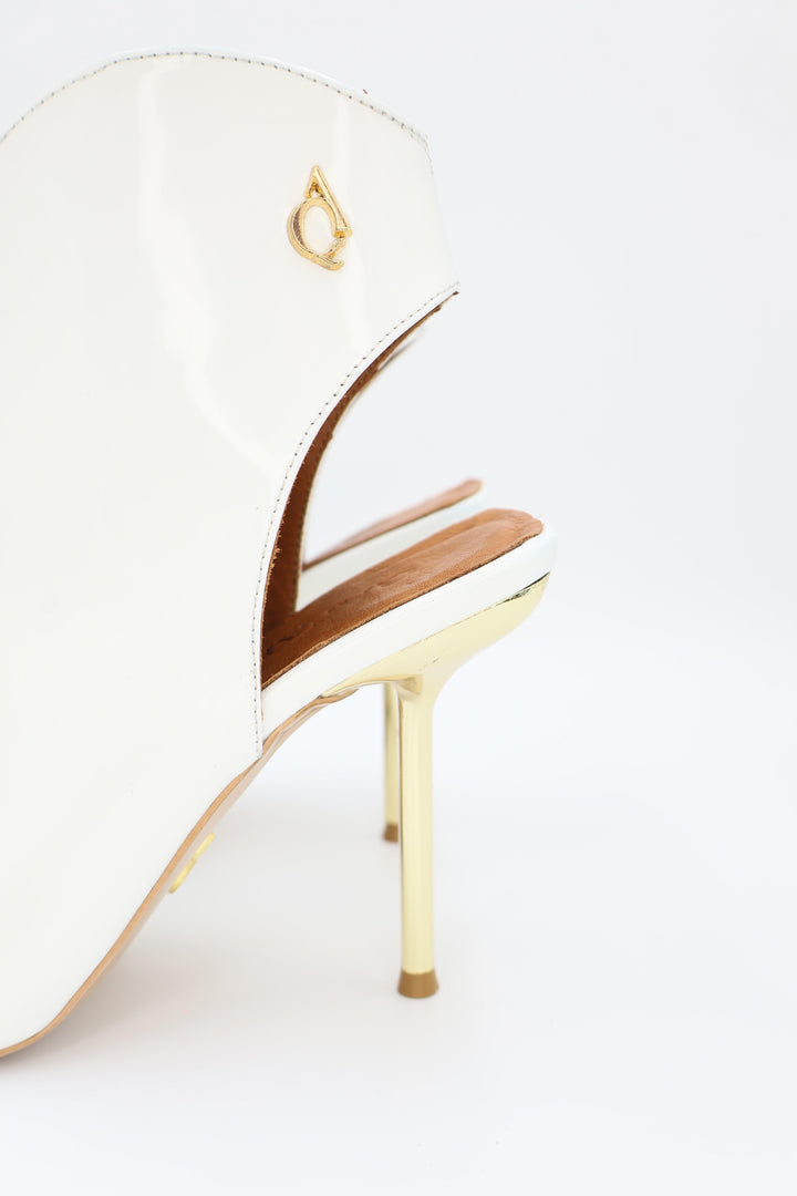 Qafarrin WILD LUXE White – Hakiki Dana Deri Peep Toe Bootie