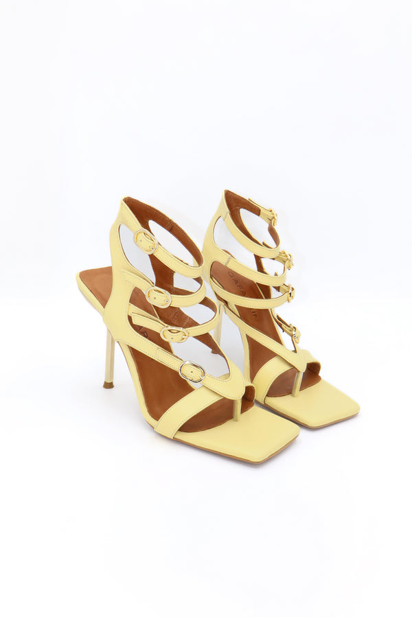 Qafarrin ZAFIRÉ – Yellow Flip Flop Genuine Calfskin Leather Thin Heel Sandals