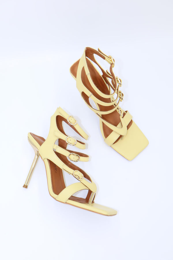Qafarrin ZAFIRÉ – Yellow Flip Flop Genuine Calfskin Leather Thin Heel Sandals