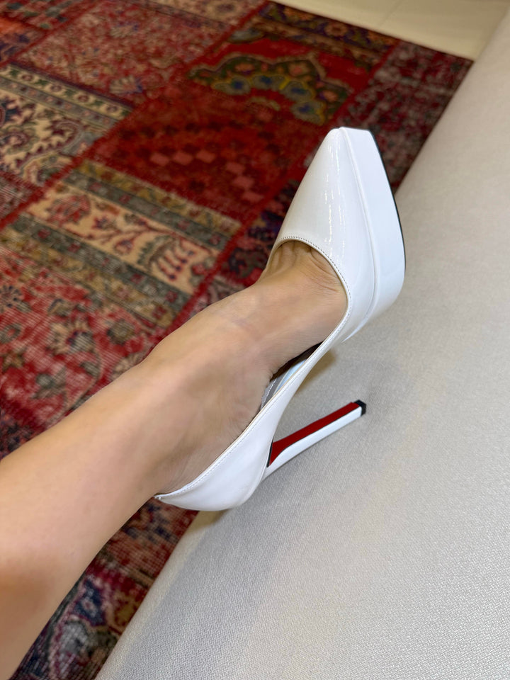 Stella Beyaz Rugan Deri Platform Stiletto