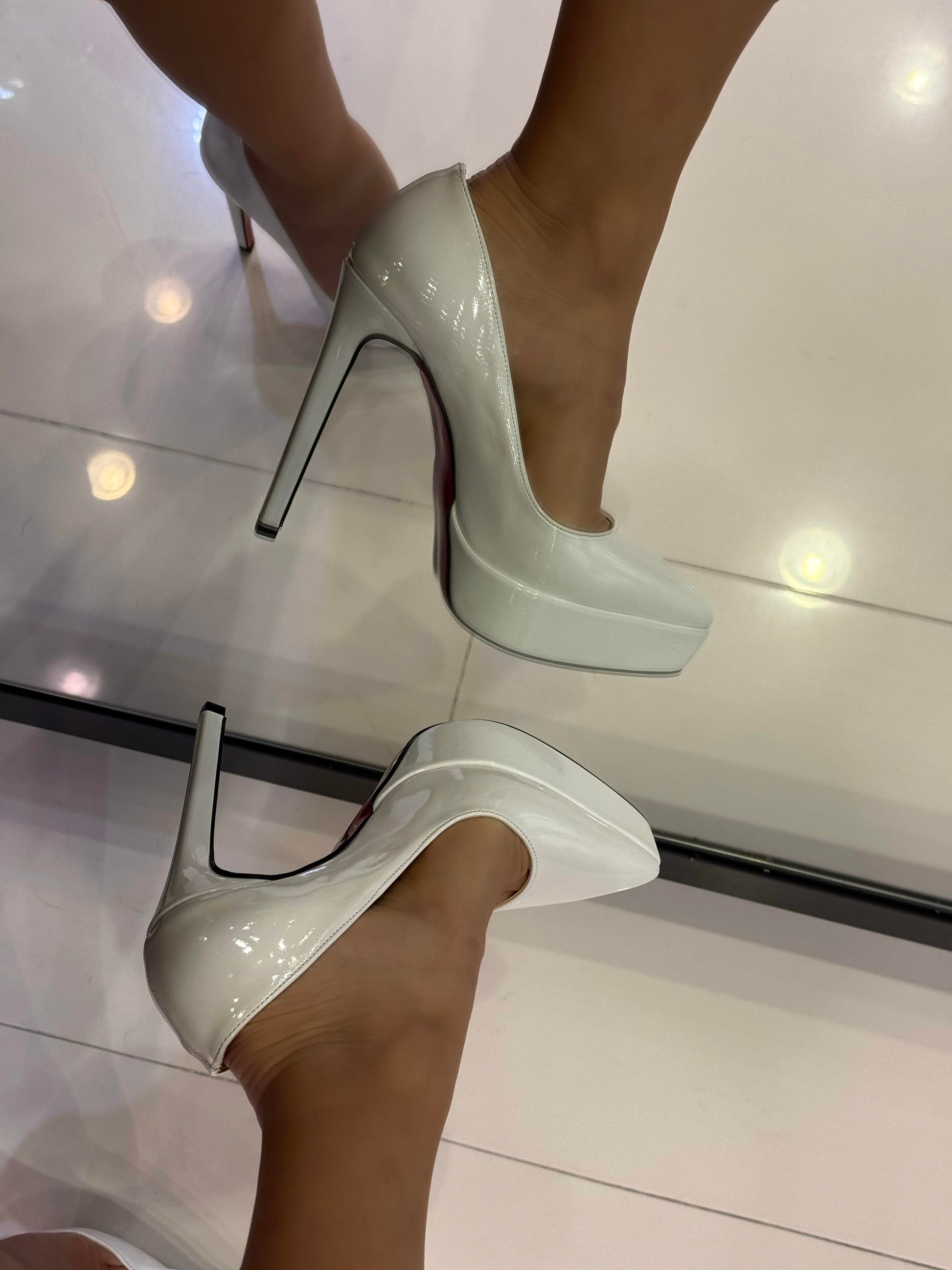 Stella White Patent Leather Platform Stiletto
