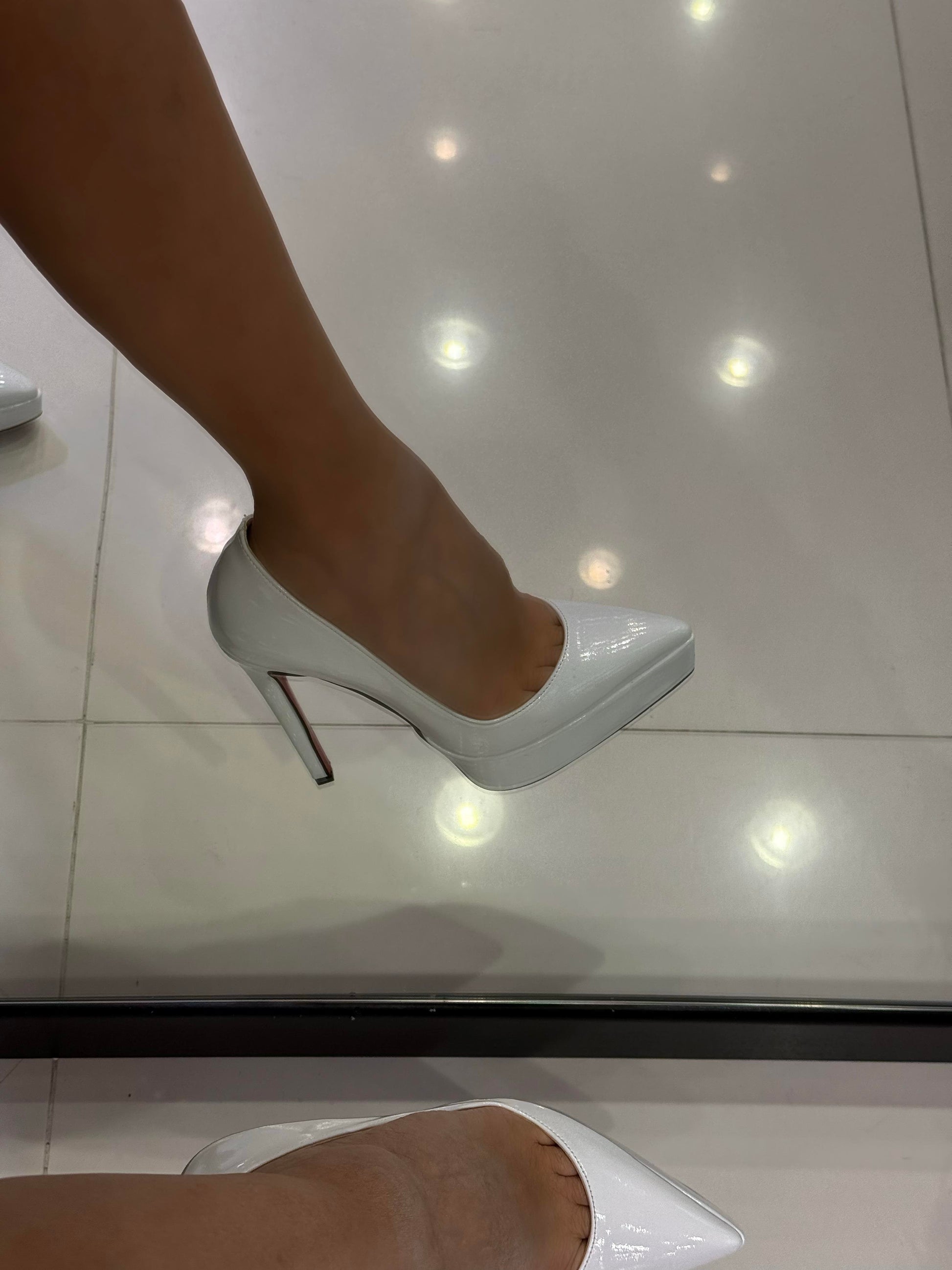 Stella White Patent Leather Platform Stiletto