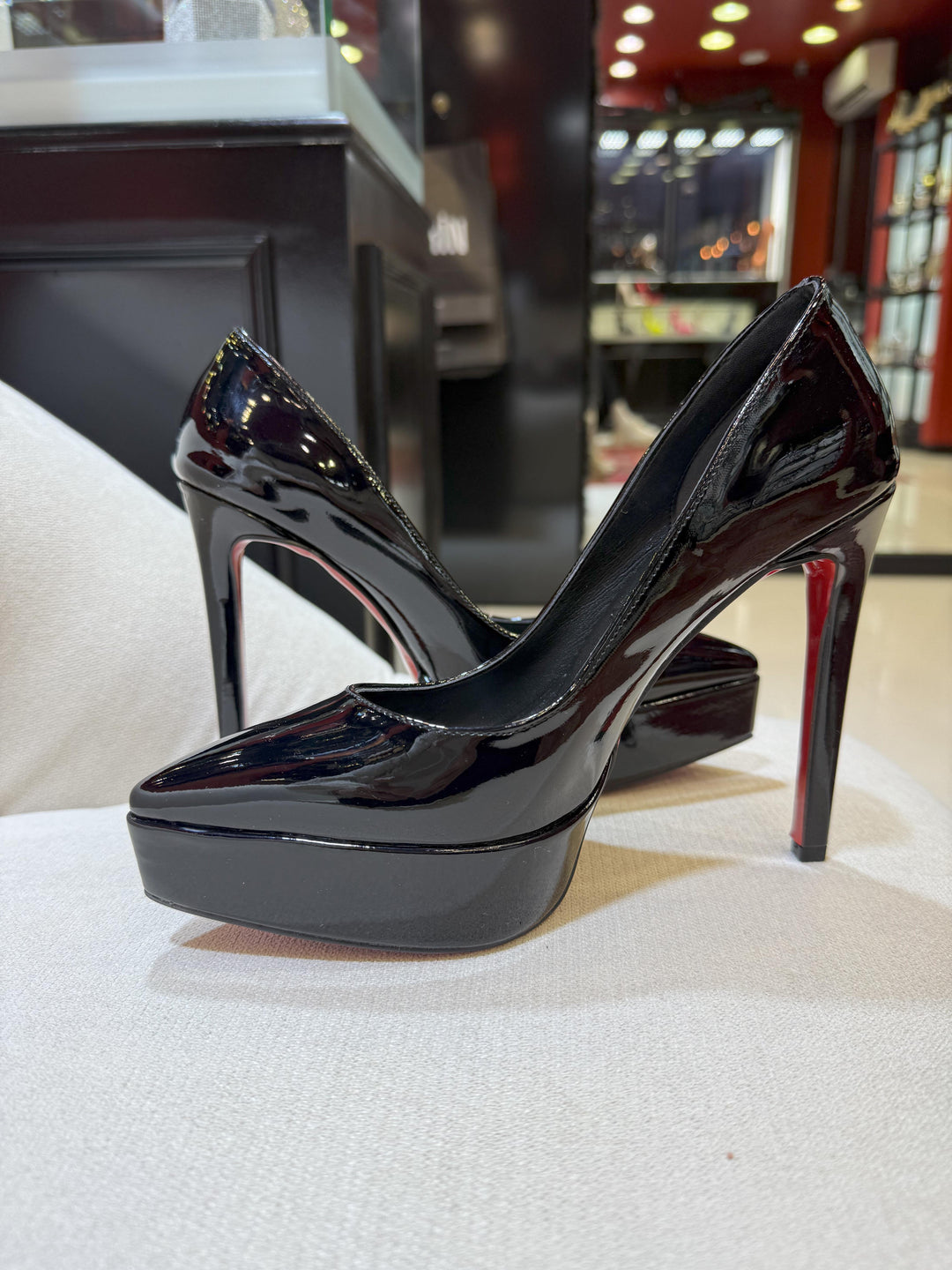 Stella Siyah Rugan Deri Platform Stiletto